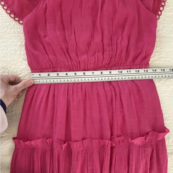 NWT EE:SOME Peasant Tier Dress Pink Sz S Boho Cottagecore Lightweight - Picture 9 of 11
